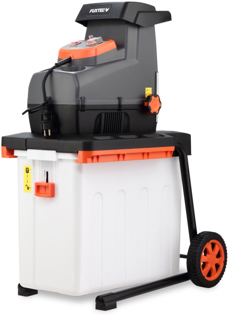 FUXTEC FX-EGH2800B elektrische tuinhakselaar 2800W met 60L opvangbak | Rolversnipperaar, 44 mm snijdikte en omkeerrotatie