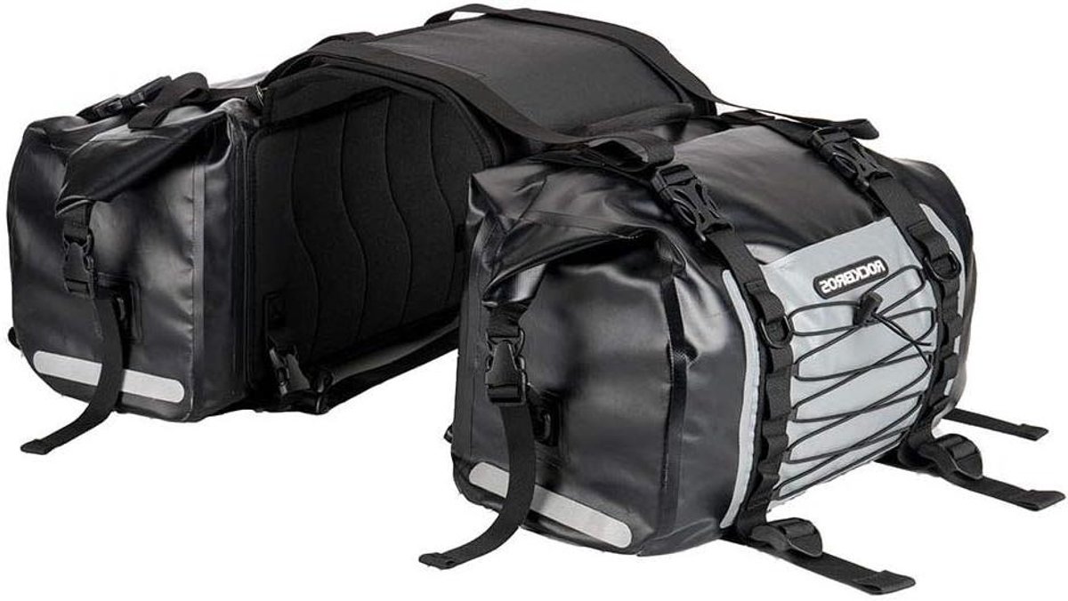 Dubbele Motorzadeltassen - Fietstassen Motor - Bagage Vervoeren - Volledig Waterdicht - 62L - Grijs
