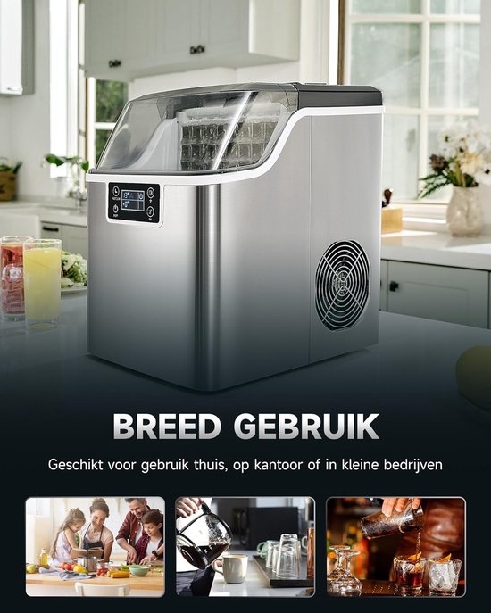 IJsblokjesmachine - IJsmaker - Dranken Koelen - Zelfreinigende Functie - 22 kg/dag - Zilver — afbeelding 3