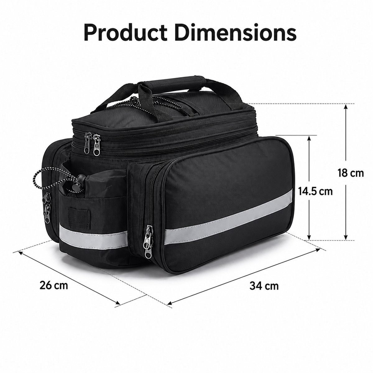 Waterdichte Fietstas Achterop Fiets – 27L Uitbreidbare Bagagedragertas – Touring Fietstas voor Lange Afstand – Met Regenhoes en Reflecterende Details – Zwart – 1 Stuk — cadeau in Sport & Outdoor - foto 2