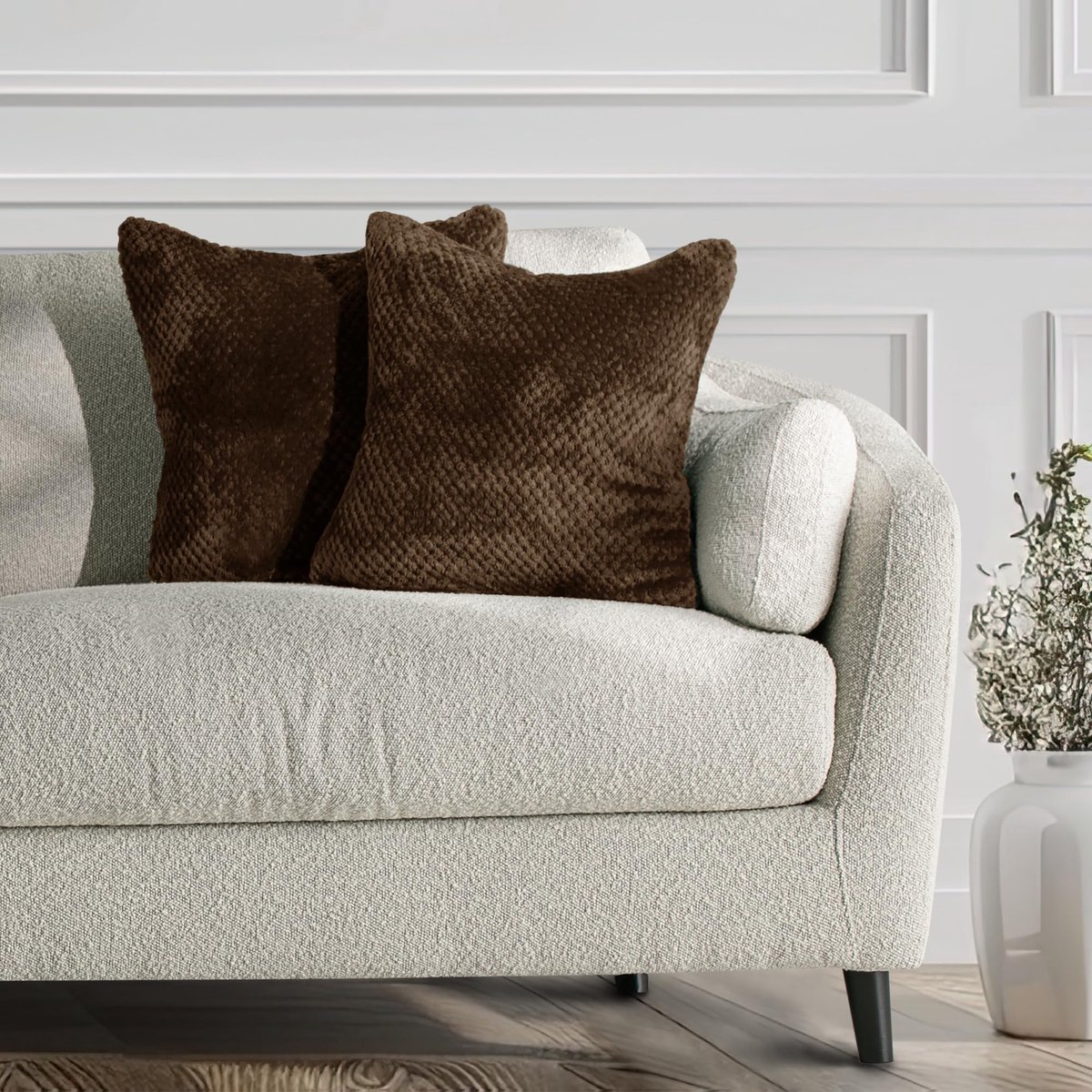 Henry, 57292, 2-delig, 2 kussenslopen, 45 x 45 cm, microvezel, ritssluiting, fleece, kussenhoezen, bruin, chocolade