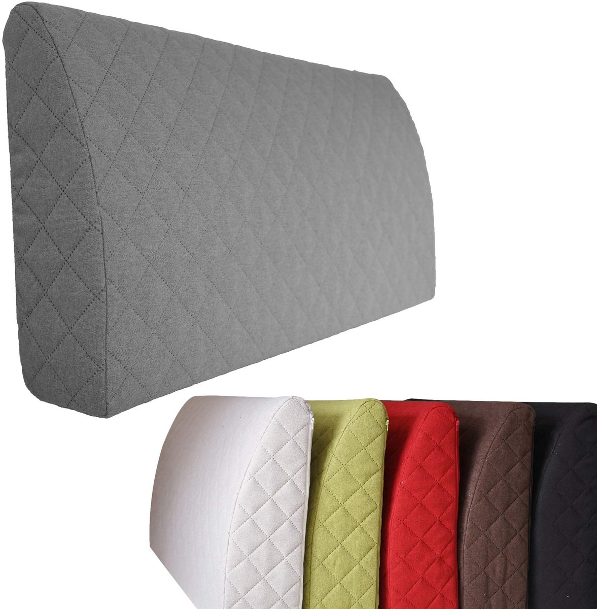 rugkussen 90x45 cm - Comfortabel rugkussen voor bed, bank of palletmeubel. Veelzijdig rugondersteunend kussen met afneembare hoes. Rugsteun ideaal als leeskussen. Grijs