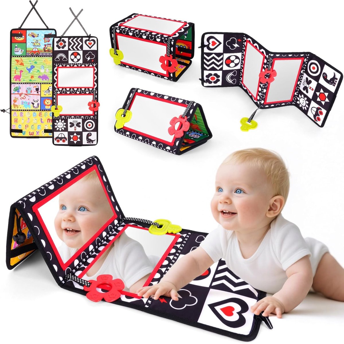Babyspiegel,buik tijd spiegel speelgoed,Tummy Time Spiegelspeelgoed voor baby's,High Contr