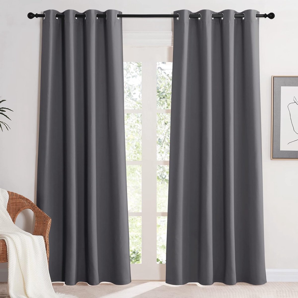 Verduisteringsgordijnen, Isoleren Licht, Geschikt voor Woonkamer Slaapkamer Studeerkamer, Gordijnen Kant en Klaar,140B x 220H cm (2 Panelen),Grijs