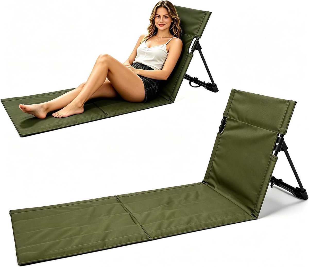 inklapbaar, met rugleuning, ligkussen, premium strandmat, strandstoel, opvouwbaar, zonnemat met draagriem, draagbare ligstoel voor strand, zwembad, tuin en terras