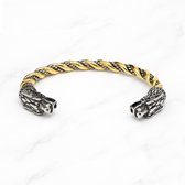Mei's - Viking Oath Ring - armband heren - draak - RVS zilver/goud - polsmaat 17-21 cm