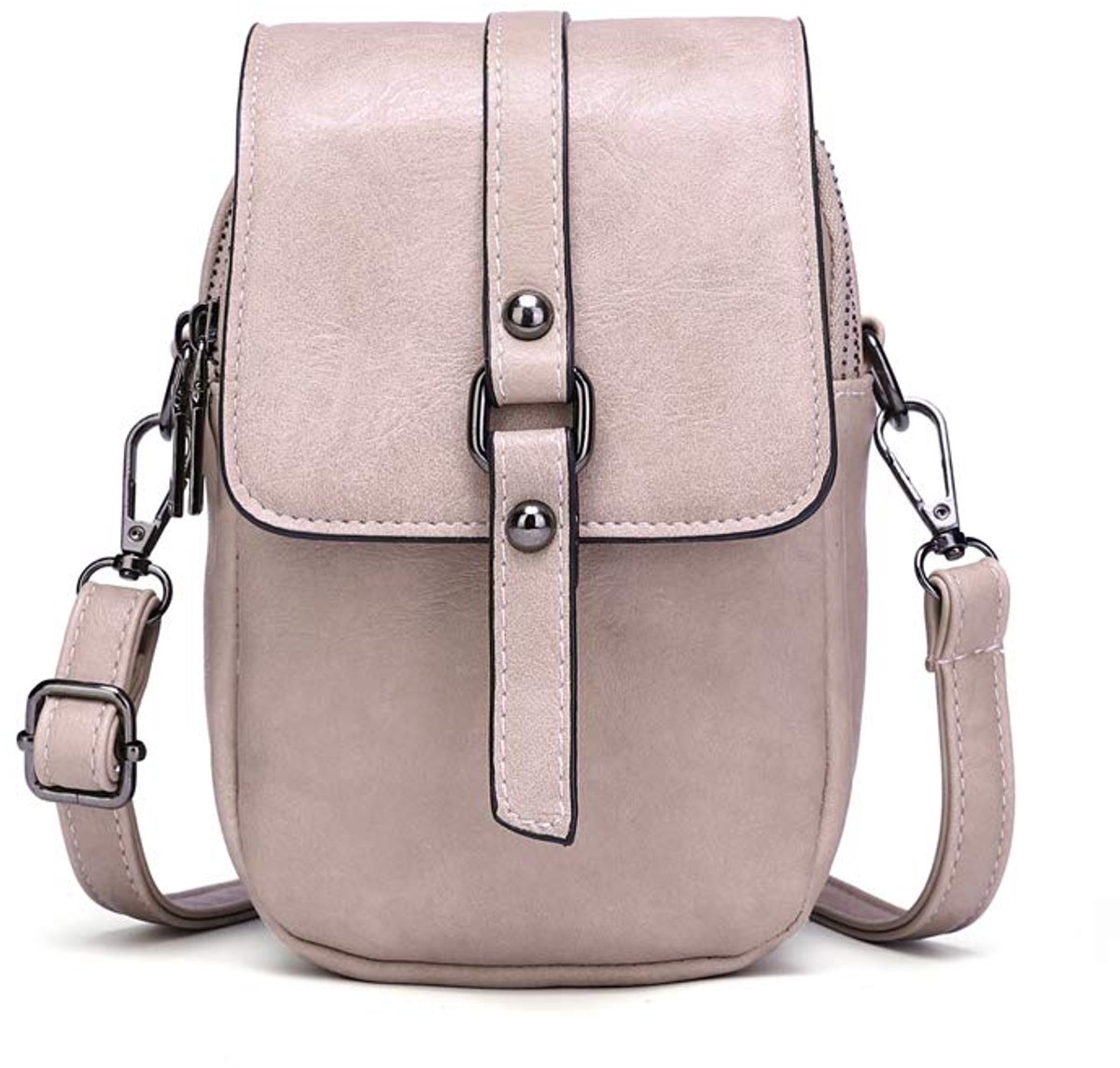 Dames Crossbody Telefoontas – Vintage PU Leren Schoudertas – Mobiele Telefoon Tas met Verstelbare Schouderriem – Compacte Handtas – Roze