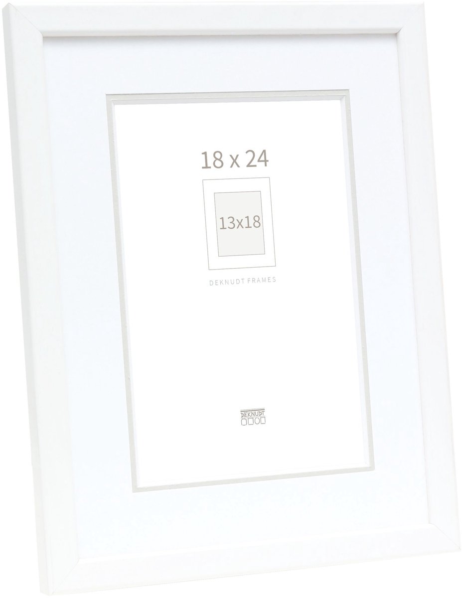 Deknudt Frames fotolijst S41JK1 P1 - wit met passe-partout - 13x18 cm
