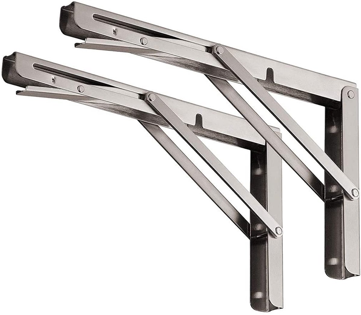 SnelShoppen - Opvouwbare Plankbeugels 500mm Roestvrijstalen Klapbeugel, Zware Planksteunen Wandmontage, Max 150Kg, L-hoek Inklapbare Plankdragers, 2 S