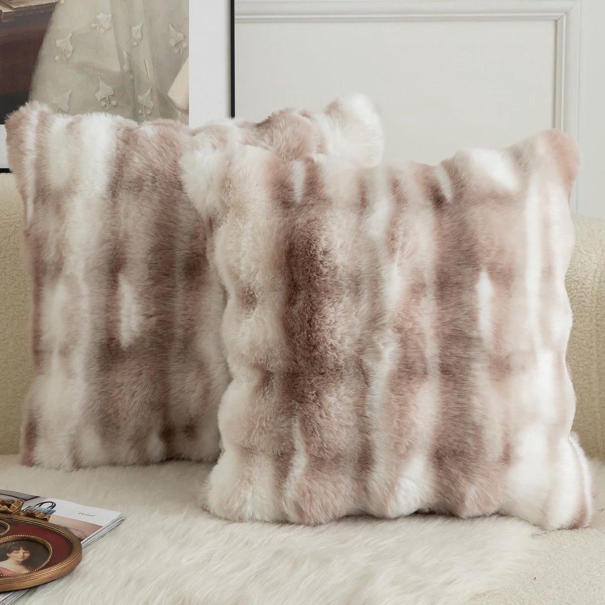 Set van 2 luxe decoratieve dikke wollen kussensloop, super zachte golf bubbels pluche wol, gooien, kussenslopen, sierkussenhoezen, bankkussens, slaapkamer kussenhoezen voor bank, 50 x 50 cm