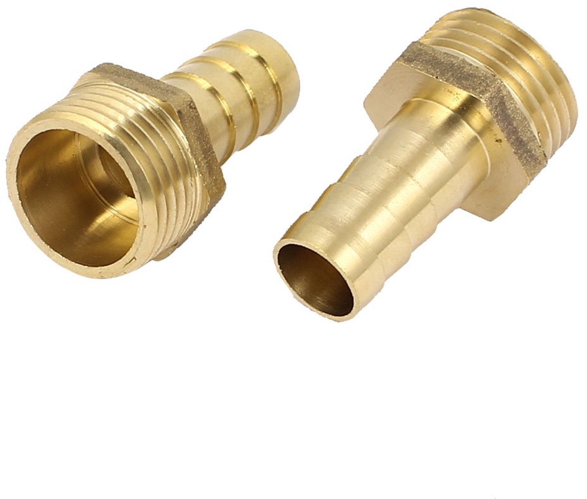 sourcingmap Cannel fitting 1/2BSP buitendraad 12mm binnendiameter messing pijp baard koppeling 2 stuks