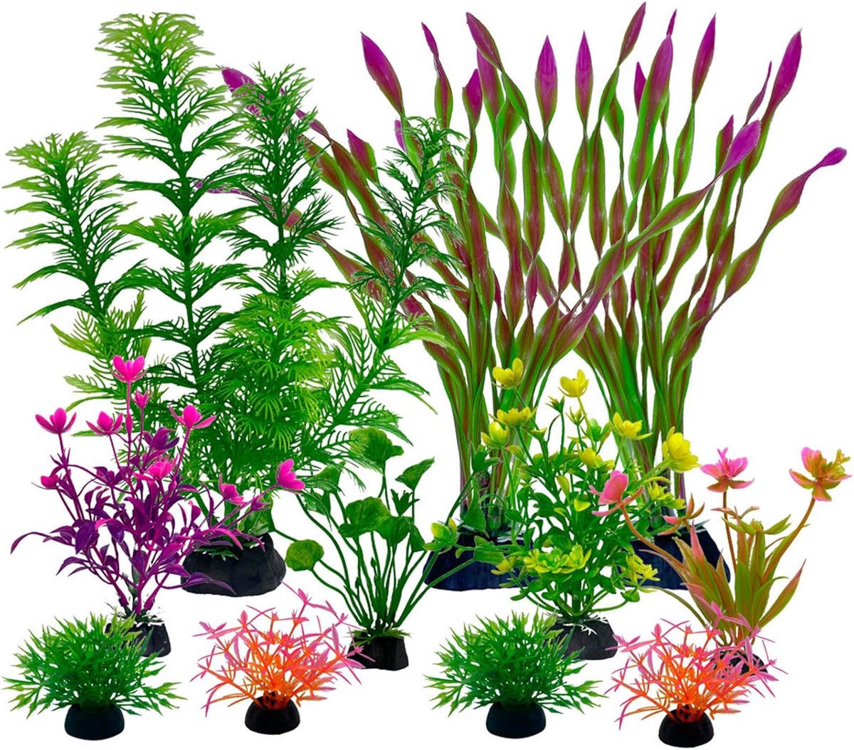 - 11 stuks Kunstplanten in Plastic Groen - Ornamenten voor Vissen