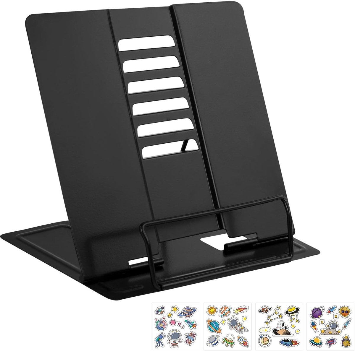 Dailygoods- Boekenstandaard Verstelbaar - Opvouwbaar - Metalen Boekenhouder - 6 Leeshoeken - Kookboekhouder - Eenvoudig en Elegant - Leesstandaard