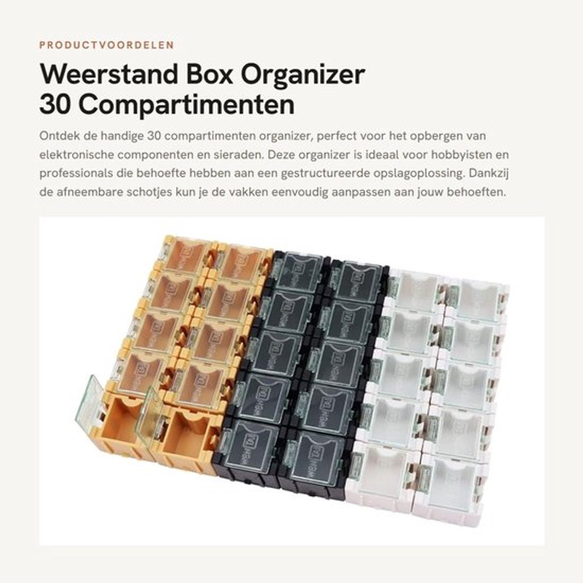 Dailygoods - Weerstand Box Organizer - 30 Compartimenten - Afneembaar