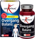 Lucovitaal Overgang Balans verpakking met afbeelding van een vrouw en tekst.