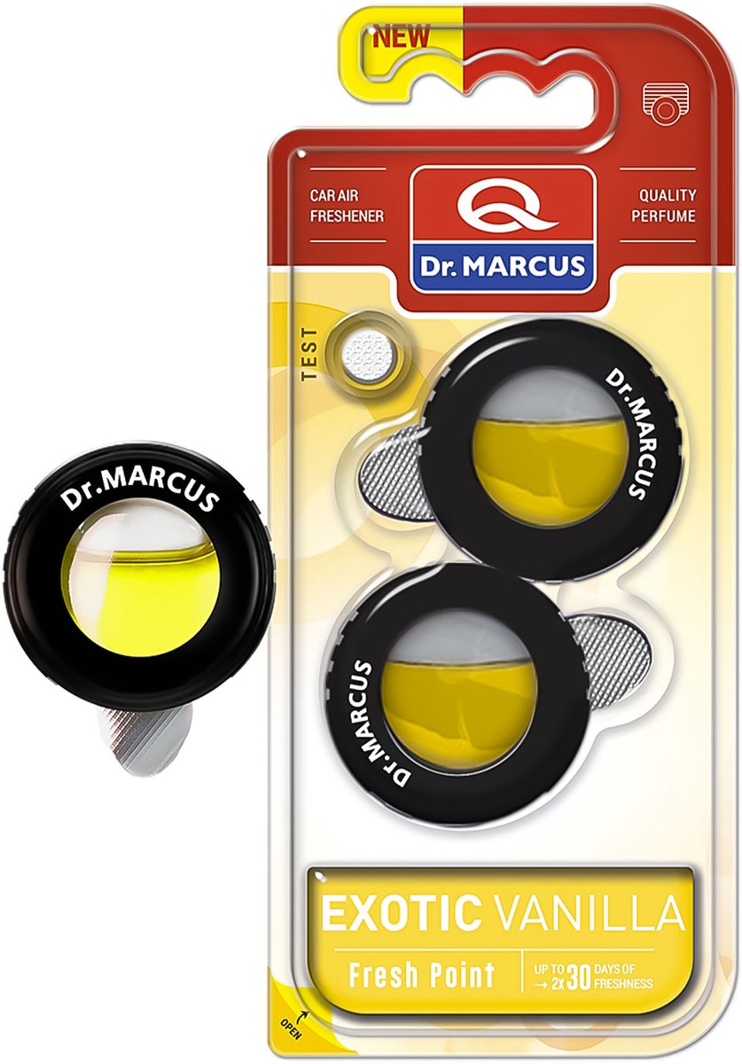 Dr. Marcus Fresh Point Vanilla Auto Luchtverfrisser - Ventilatierooster Geurclip - Vanille Geur - Auto Geurhanger - Minimaal 2 Weken Fris [DRM07131]