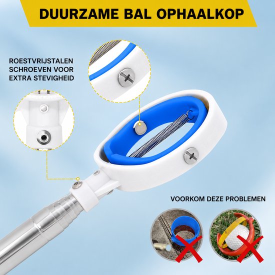 JC's® Golfbalhengel - Golfhengel - Telescopische golfhengel - Golfbal hengel - 2.75 meter - Extra stevig constructie van jcs — afbeelding 2