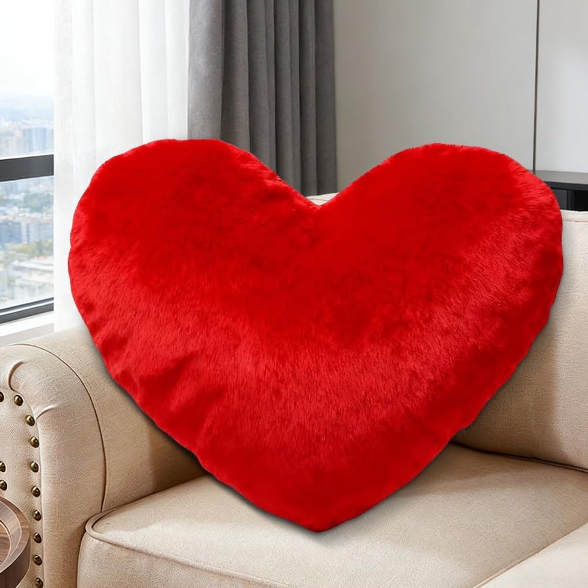 Hartkussen, rood hartvormig kussen van pluche, hartkussen cadeau voor verjaardag, love sierkussen, esthetisch sierkussen voor woonkamer, bank, kind, slaapkamer, bed, bruiloft, decoratie, 36 x