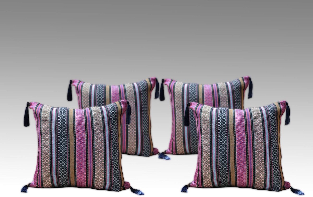 40x40 cm, paars, blauw, geel, roze, oosterse kussenhoes, decoratiekussen, oosters, stoffen, kussens zonder voeling, damast stof, bank kussenhoes, decoratieve kussenhoes S 2-2-4088 (4)