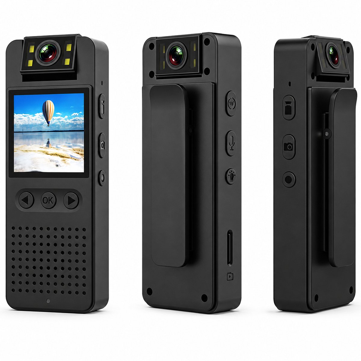 Narvie - Body Camera Incl. 32GB Geheugenkaart -Foto's en video' s - Draaibaar beeldscherm - Draagbare Spy Camera - Webcam - 2000 pixel - Beweging Sensor - Oplaadbaar - Zwart