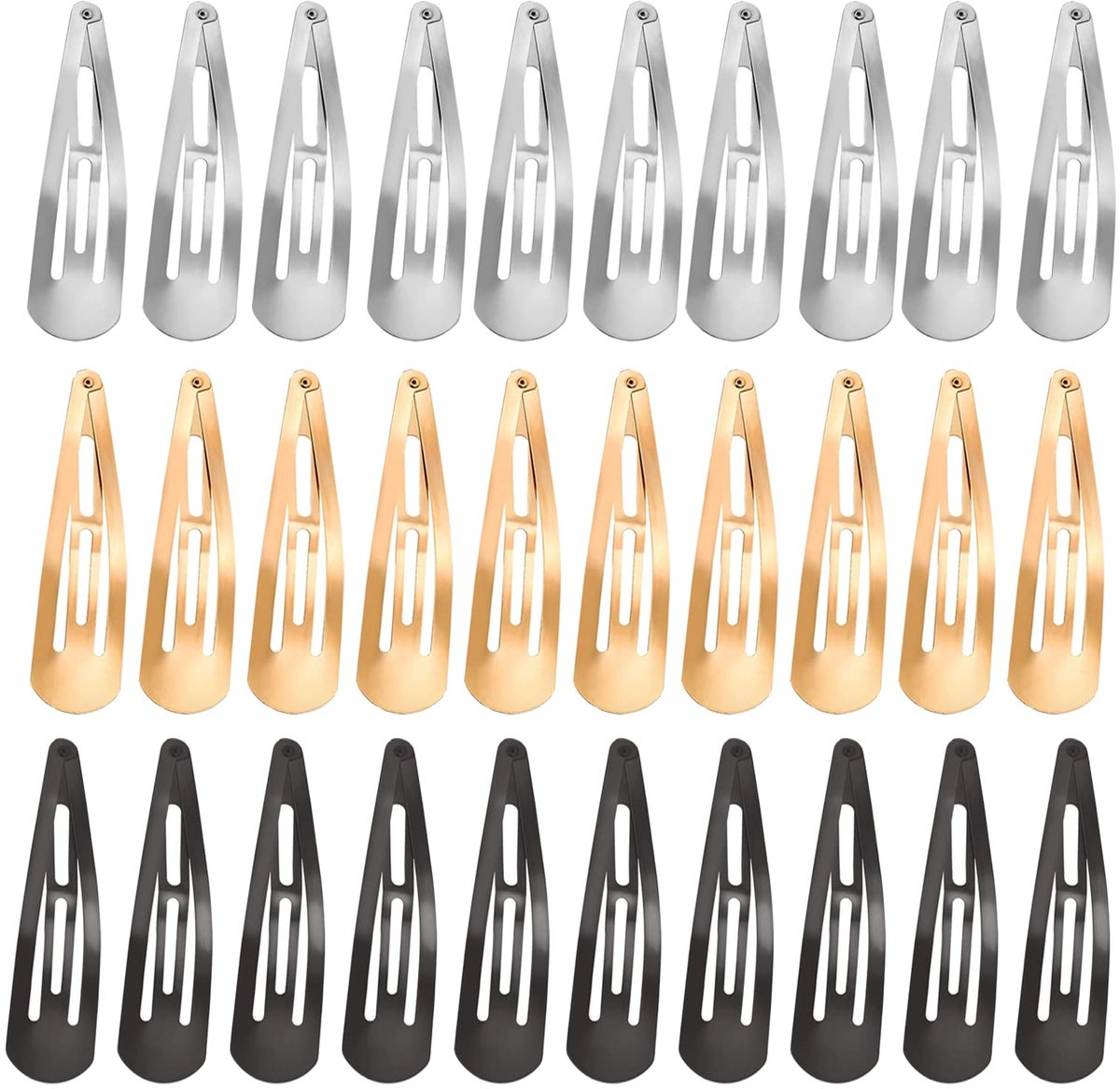 Haarspeldjes, Herbruikbaar Geen Slip Haarspelden, voor Haarspeldjes Vrouwen Draagbaar, Geschikt voor Lang en Kort Haar (Goud, Zilver, Zwart, 3.14in)