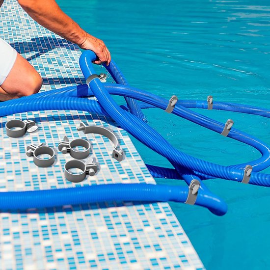 Slangklemmen 32-38 mm - 6 stuks - Zwembad klemmen - Verstelbare Zwembadslangklemmen - Sterke bevestigingsklem - Voor Zwembadslangen, filterpompslangen en tuinslangen - Wit — afbeelding 2