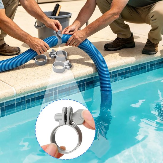 Slangklemmen 32-38 mm - 6 stuks - Zwembad klemmen - Verstelbare Zwembadslangklemmen - Sterke bevestigingsklem - Voor Zwembadslangen, filterpompslangen en tuinslangen - Wit — afbeelding 5