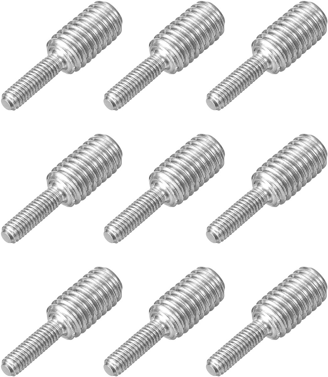 M3x10mm tot M6x10mm dubbele kop draadbouten, dubbelzijdige draadpluggen schroef 9 stuks 304 roestvrij staal draadadapter reduceerschroef voor meubelhardware