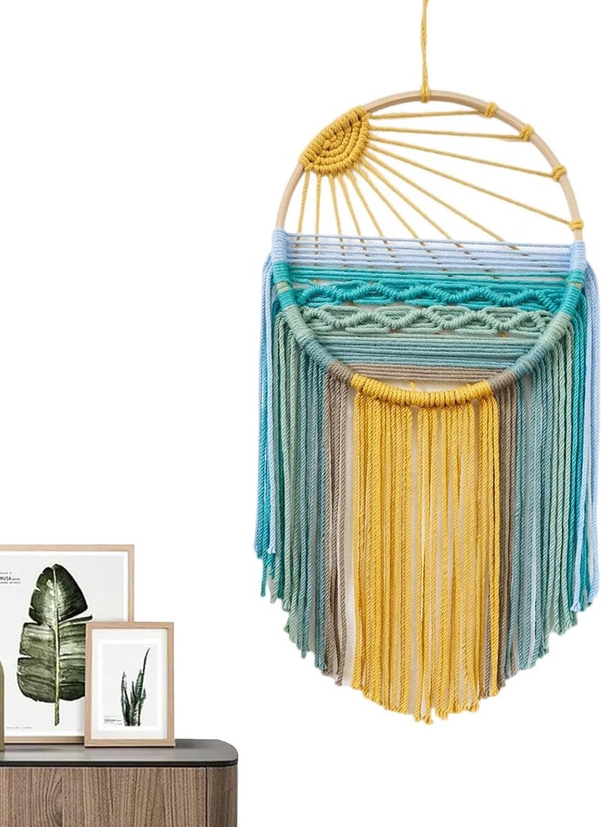 wandbehang, dromenvanger, regenboog, decoratie, boho-decoratie, boho-wanddecoratie voor kantoor, slaapkamer, woning, woonkamer