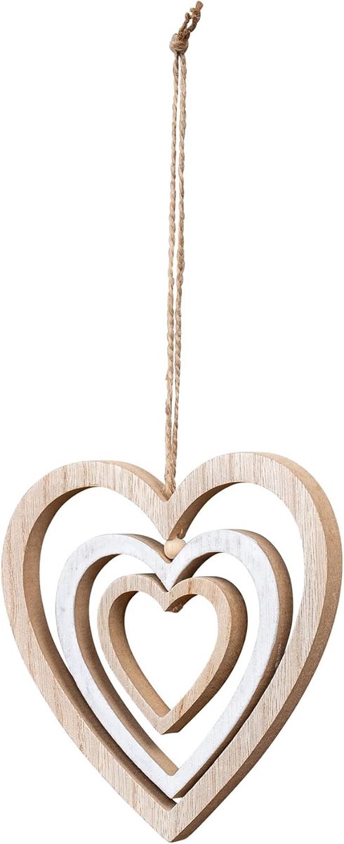 Hart Mobiel Diameter 35 cm Windgong MDF Hout Natuurlijk Wit Houten Hart Hangende Decoratie Hanger