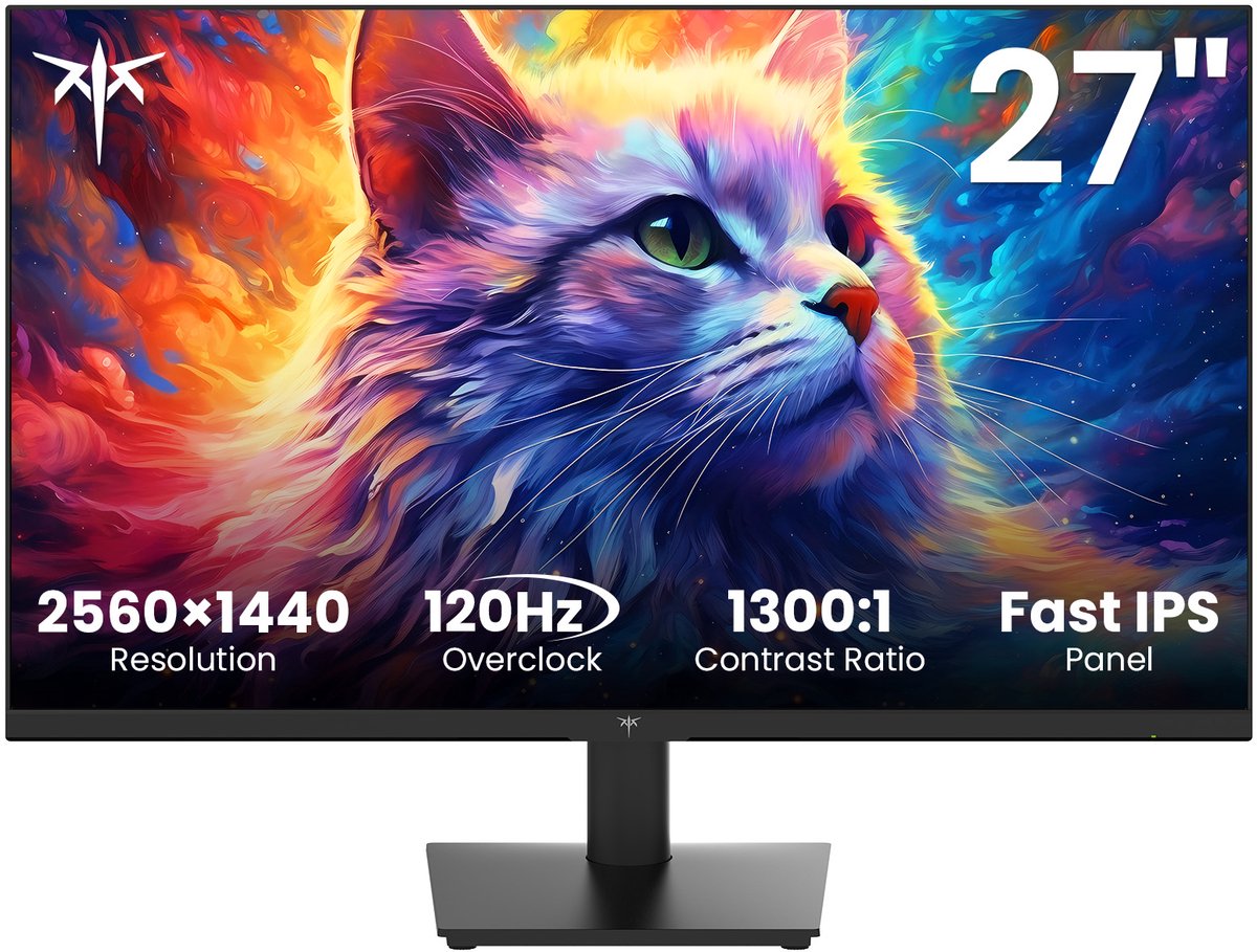 KTC H27T27 27" Monitor - QHD 2560×1440 - Fast IPS - 120Hz - FreeSync - Zwart