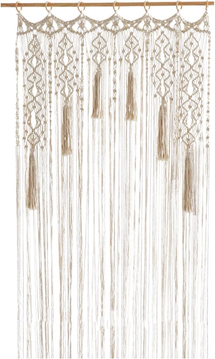 wandtapijt, boho handgeweven macramé deurgordijn, boho wanddecoratie, voor kamerverdeler, raamgordijnen, deurgordijnen, bruiloft achtergrond, interieurdecoratie, beige (stijl 2)
