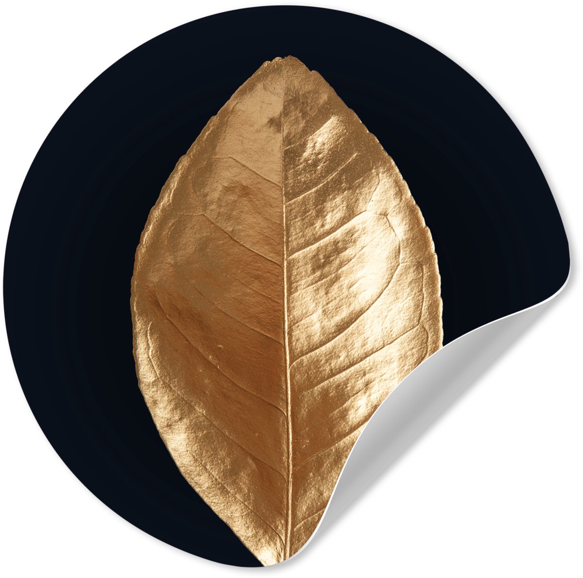 WallCircle Behangcirkel 50x50 cm - Muurstickers Bladeren - Luxe - Goud - Muurcirkel woonkamer - Wandcirkel slaapkamer - Kamer decoratie zelfklevend - Muurdecoratie accessoires Multicolor