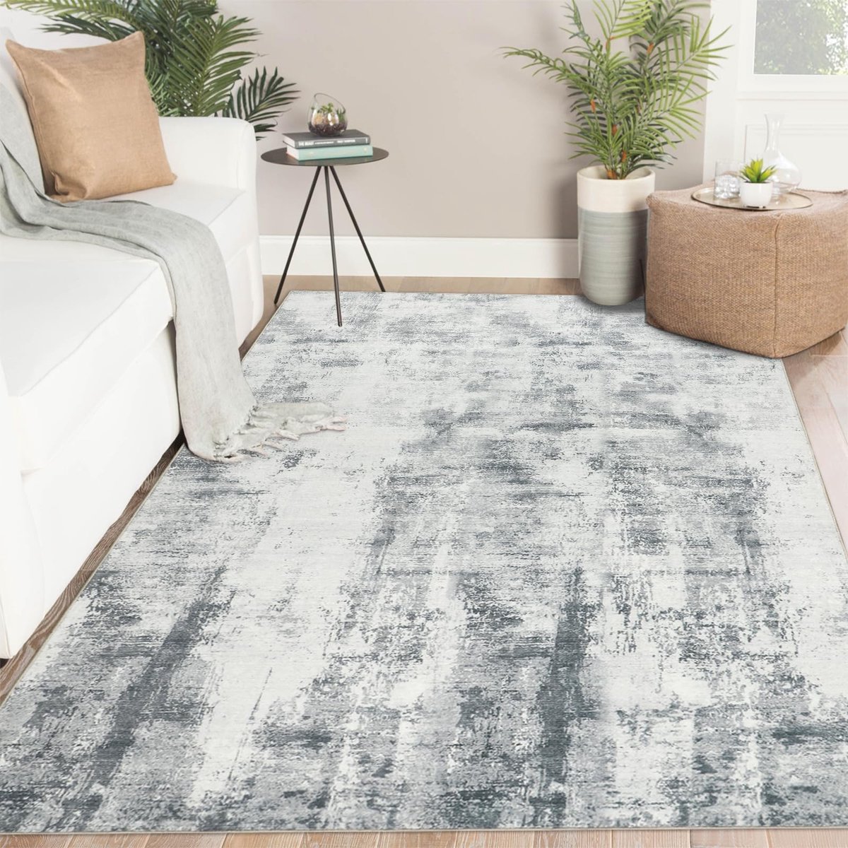 Tapijten Woonkamer Wasbaar Grijs 160x230cm Groot Vloerkleed voor Slaapkamer Abract Modern 5mm Dun Kort Polig Tapijt Anti-slip voor Eetkamer Keuken Kantoor