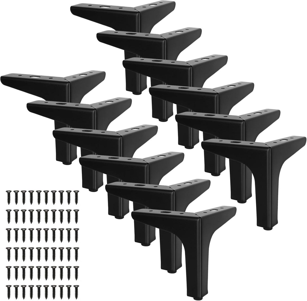 Set van 12 metalen meubels poten, 12.7 cm, moderne driehoekige sofa poten, vervangende poten voor meubels, zwart voor sofa, stoel en pouf