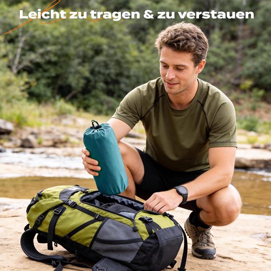 Opblaasbare Campingslaapmat met Kussen, Waterdicht en scheurbestendig 50D nylon Enkele Luchtmatras met ingebouwde voetpomp, blauwgroen, 195x72x12cm — afbeelding 5