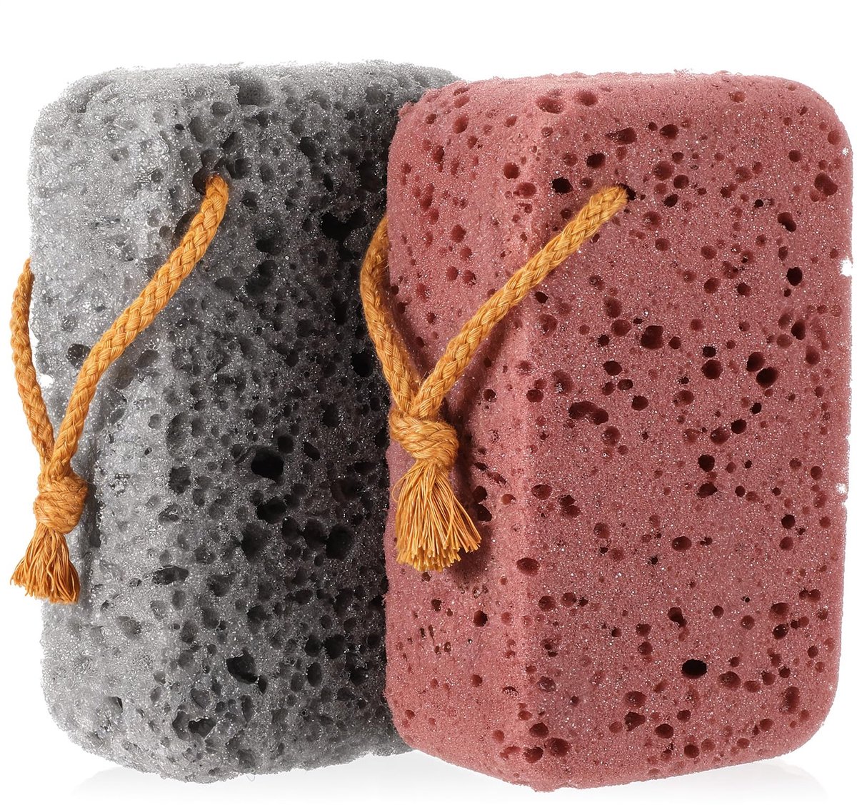 Badspons groot comfort douchespons voor badkamer Zachte loofah spons lichaamsreiniging accessoires voor heren en dames Grijs Roodbruin (14,7x9,8x5cm)
