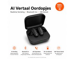 AI TWS Translator Pro – Noir - Écouteurs traducteurs en temps réel avec Bluetooth 5.4 et réduction de bruit