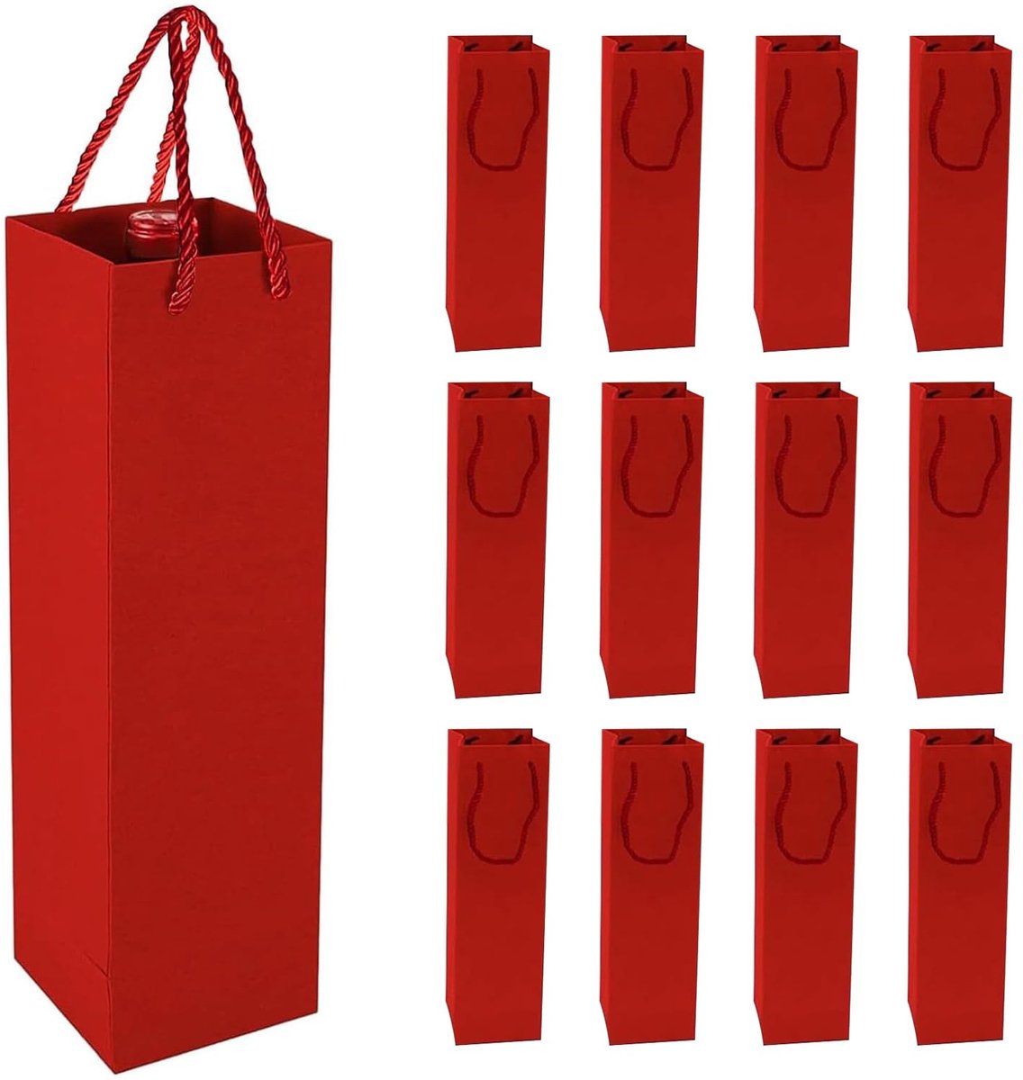 Dailygoods- Wijnfleszak 12 Stuks - Geschenkpakket - Geschenkzakjes - Kraftpapier - Herbruikbaar - Sterk en Dik - Geschenkzak