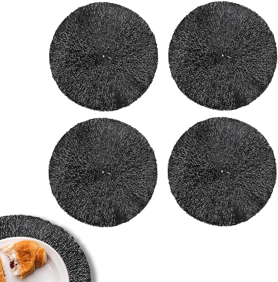 Dailygoods- Placemat Ronde Warmte-isolatie - Placemats PVC - Waterdicht/oliebestendig - 4 Stuks - Tafeldecoratie - 38x38 cm - Tafelonderzetter