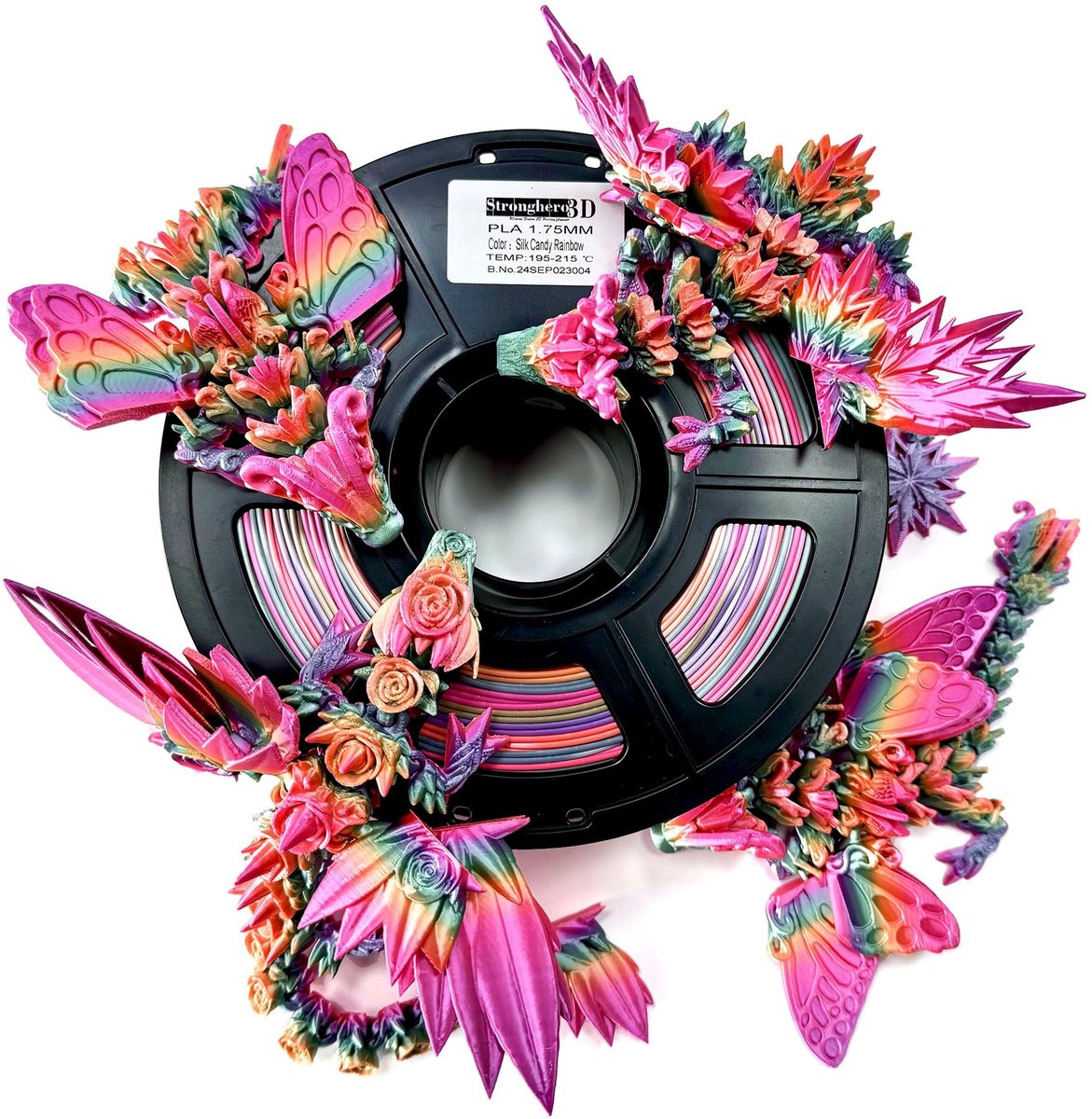 Dailygoods- 3D-printerfilament veelkleurig - PLA - 1,75 mm - nettogewicht 1 kg - regenboog - vacuümverpakking met silica-droogmiddel - Filament
