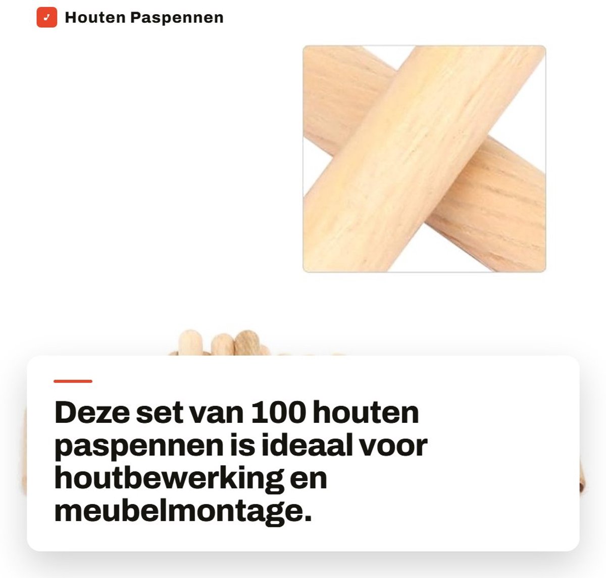 Dailygoods- Paspennen 100 Stuks - Houten Deuvels - M6 Diameter - Hardhout - Cilindrische Pluggen - Voor Houtbewerking