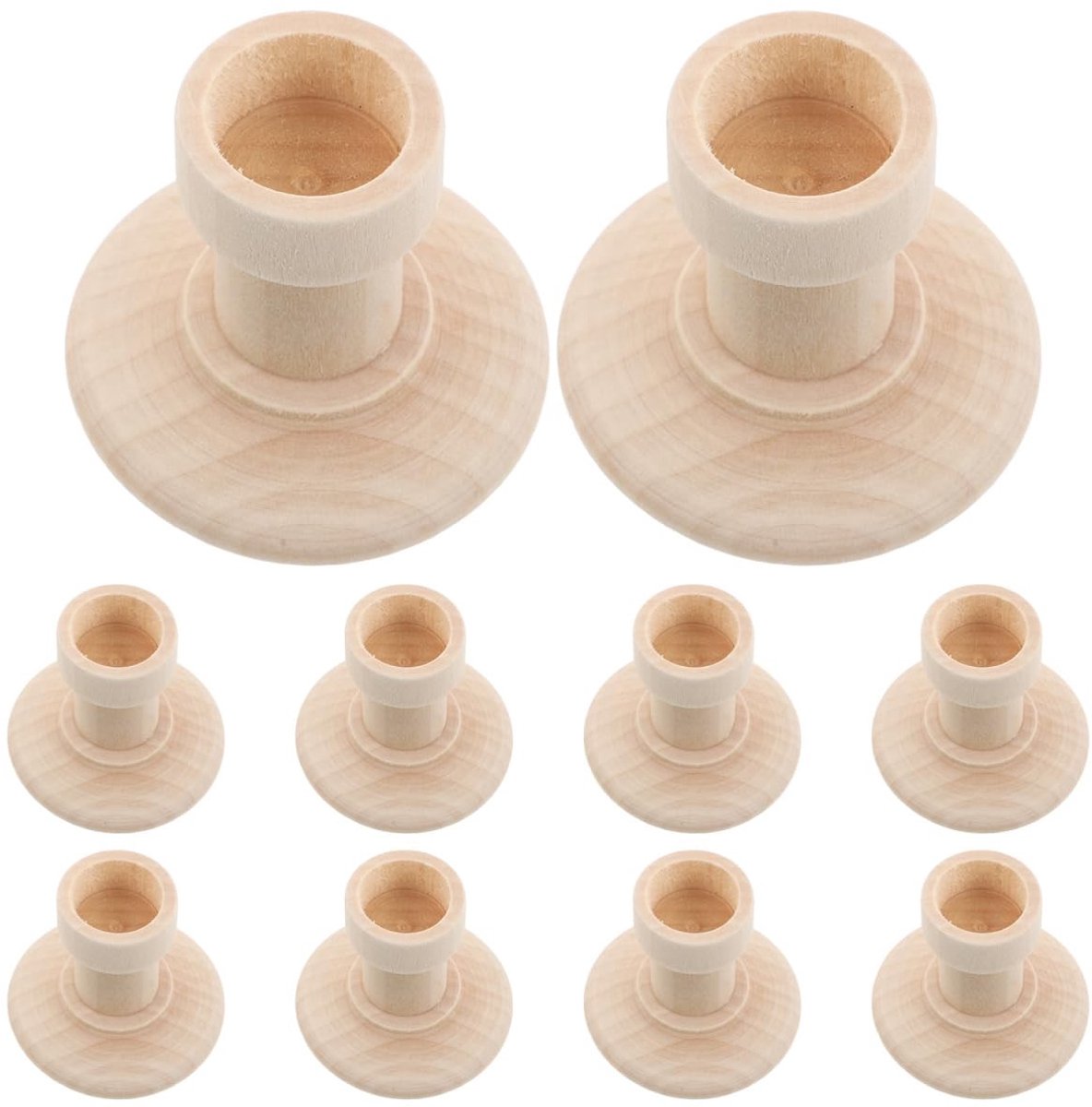 Dailygoods- Houten Kandelaars 10 Stuks - Decoratieve Kaarsenhouders - Vintage Stijl - Duurzaam Hout - Maat 5,80 x 5,80 x 4,50 cm - Doe-het-zelfvriendelijk - Kaarsenhouder