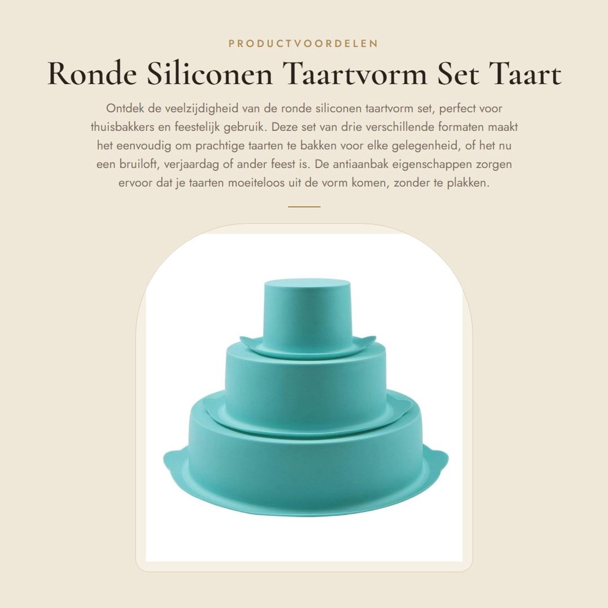 Dailygoods- Cakevorm Siliconen - Set van 3 Ronde Taartvormen - Antiaanbak - Voedselveilig - Gemakkelijk te Reinigen - 8,6"/5,9"/3" Diameter - Taartvorm