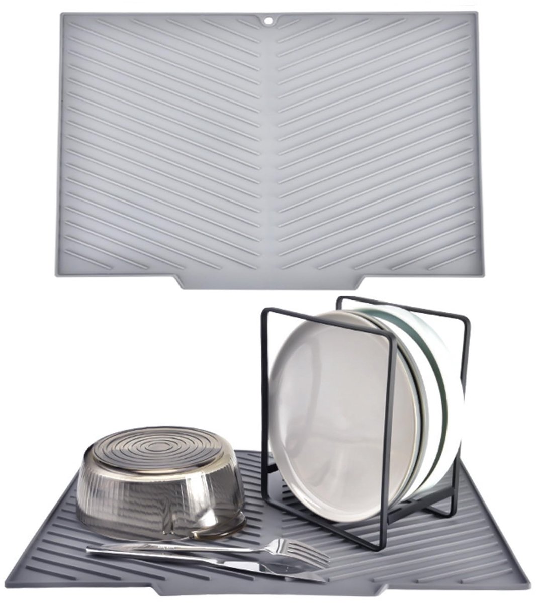 Dailygoods- Afwasmat V Grijs - Afdruipmat - Vaatdoek - Afwasmachine - Afwas doeken - Antislip ondergrond - Afwasdoek