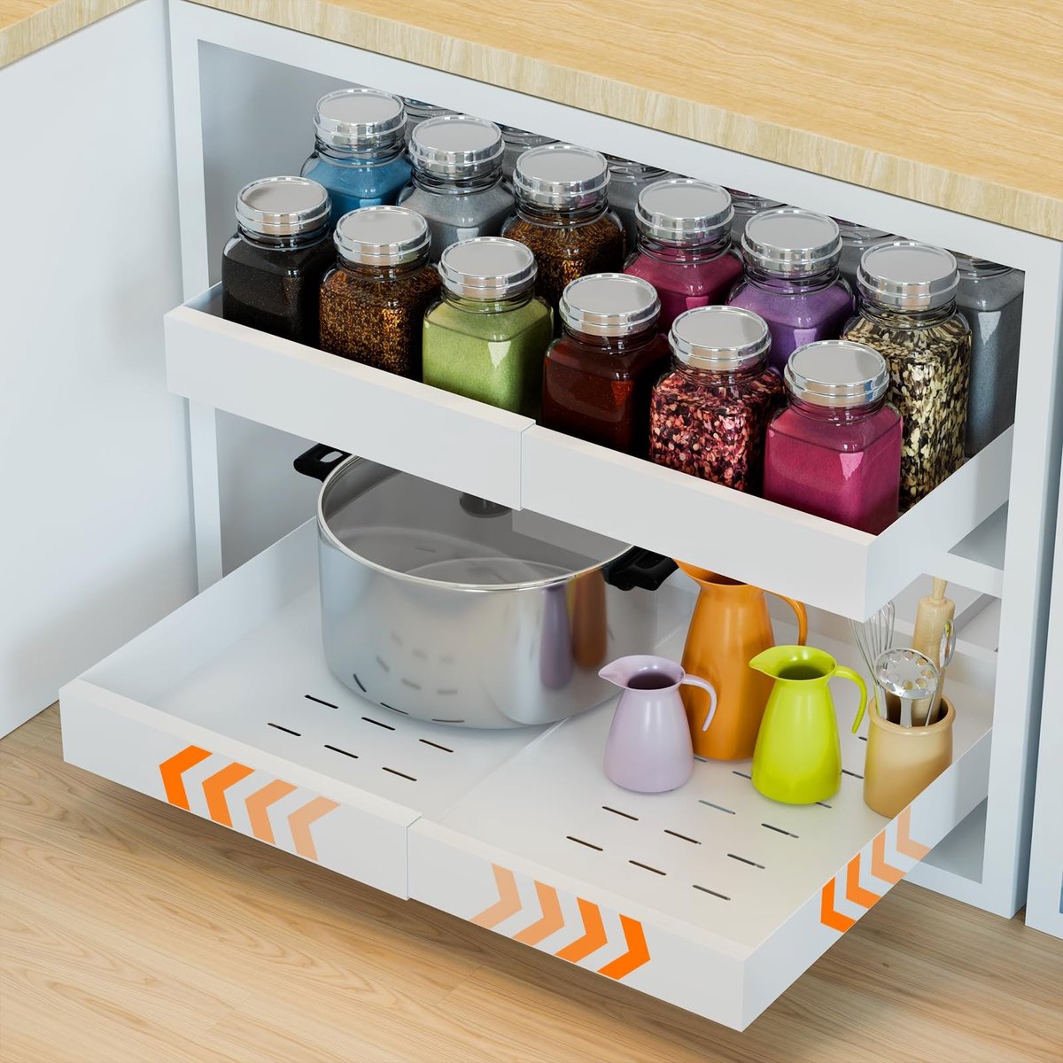 Dailygoods- Keukenladen Uittrekbaar - Keukenlade Organizers - Keukenorganizers Kast - Verstelbaar - Lekbestendig - Instelbare Breedte 32-53 cm - Keukenorganizer