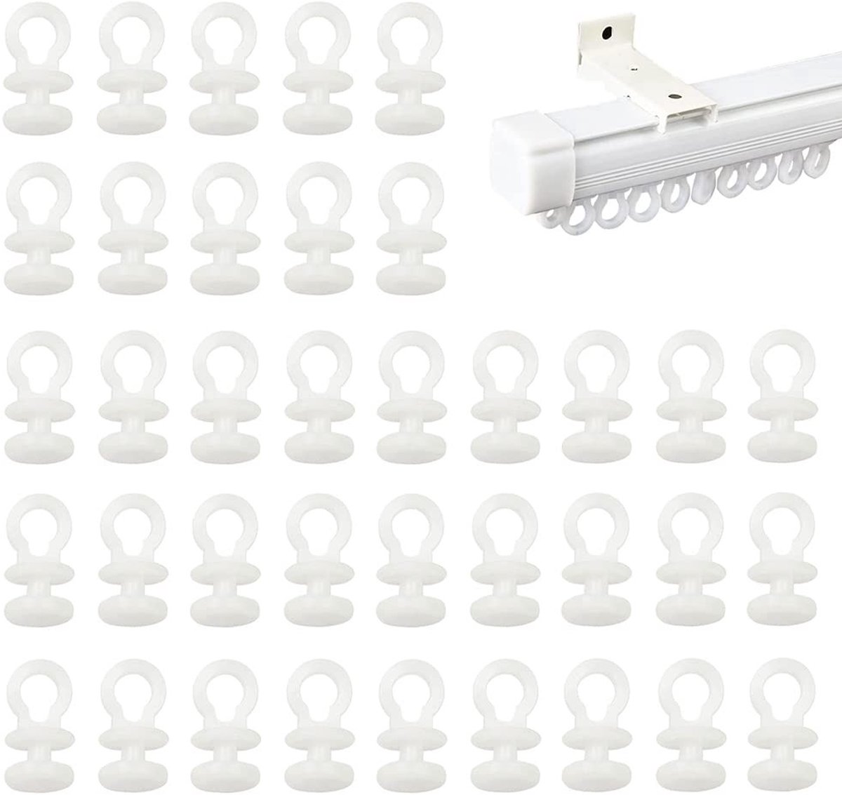 Dailygoods- Gordijnhaken 100 Stuks - Gordijn Glijders - Gordijn Runners - Plooihaken - Gordijnhaken Kunststof - Lengte 22 mm - Gordijnrollers