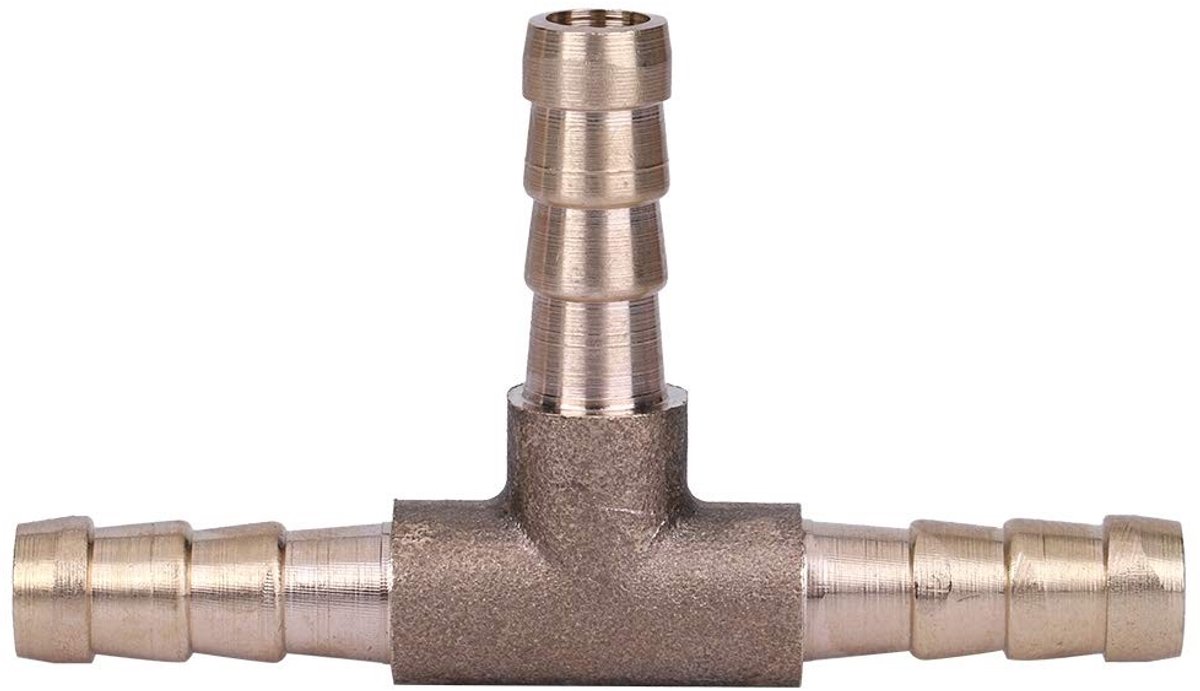 Dailygoods- Brandstofslangconnector T-stuk 3-weg - Messing Connector - Slangaansluiting - Voor Lucht/Gas/Olie - Duurzaam - 6mm Houddiameter