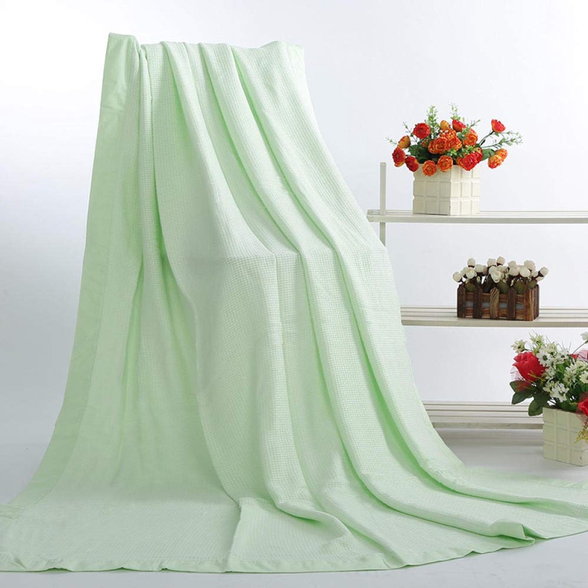 fleece werpdekens Reisformaat - Superzachte donzige warme stevige bedspreien voor bank Microfiber deken -groen_120 cm X 100 cm