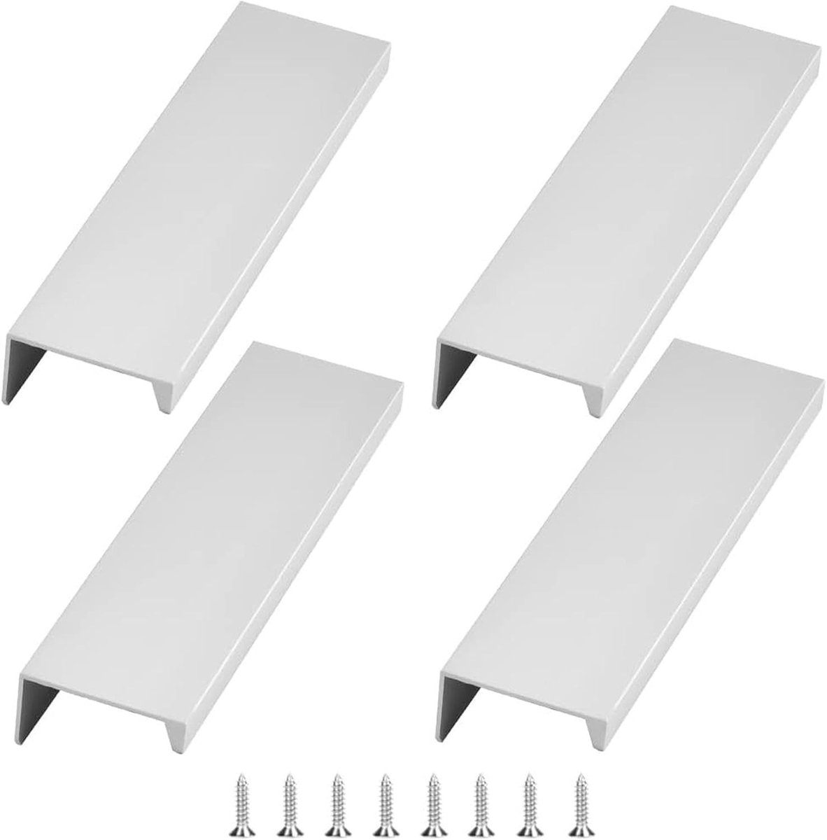 Set van 10 Verborgen Deurgrepen voor Keukenkasten - Moderne Aluminium Handgrepen voor Kasten en Lades - Totale Lengte 250mm, Zilver